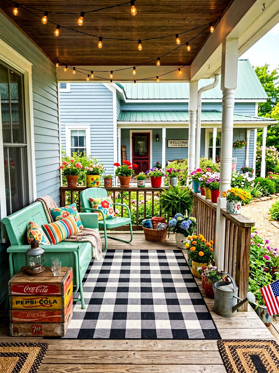 Retro vintage porch - 30 seasonal front porch ideas