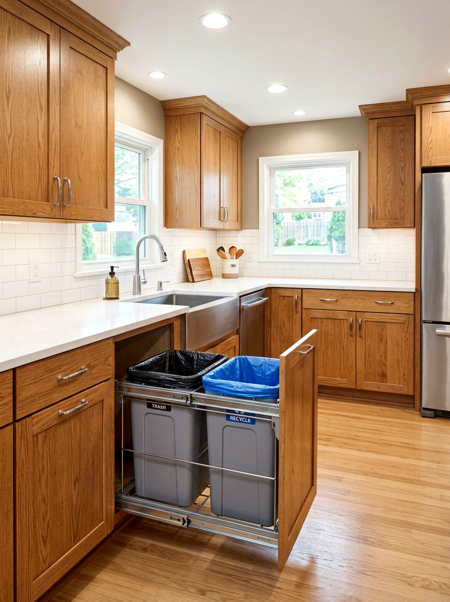 Retrofit Trash Can Slide - 30 kitchen trash pull out ideas