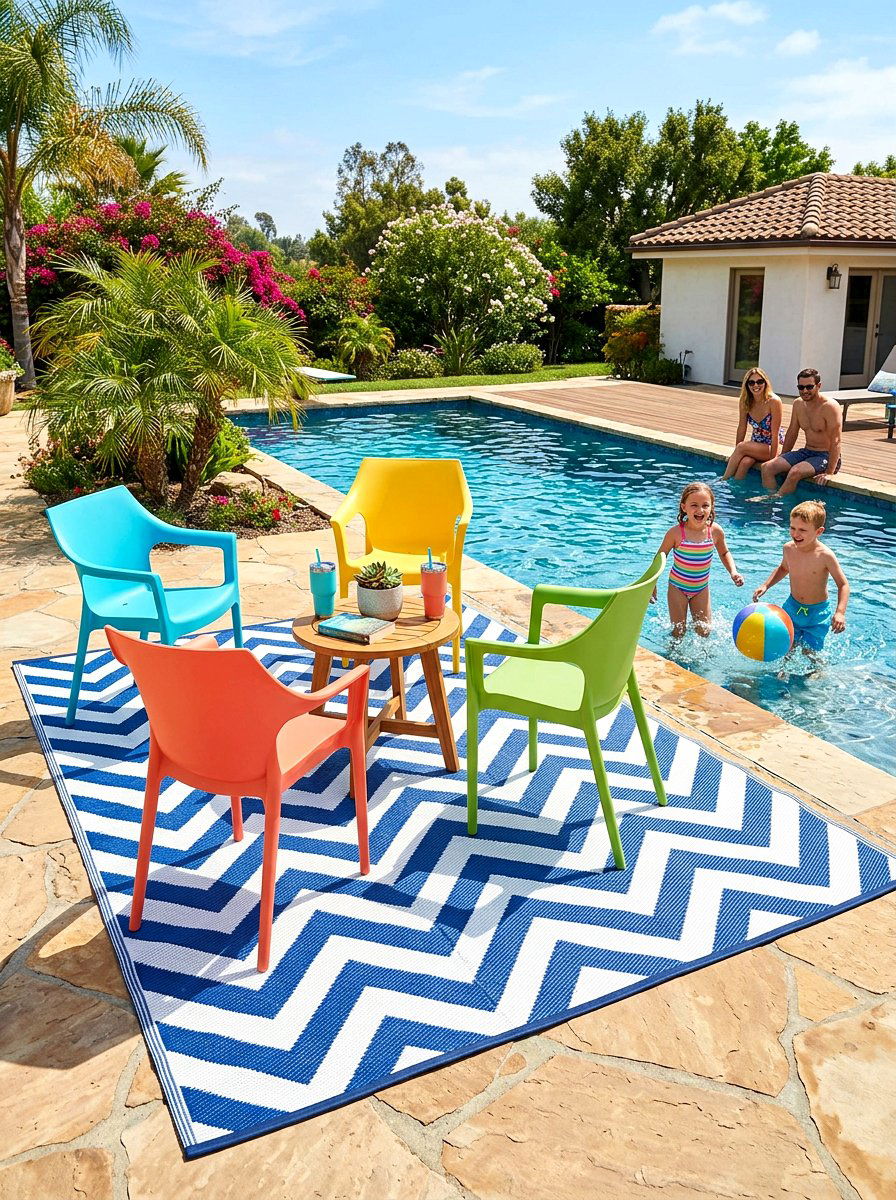 Reversible Plastic Straw Rug - 30 patio rug ideas