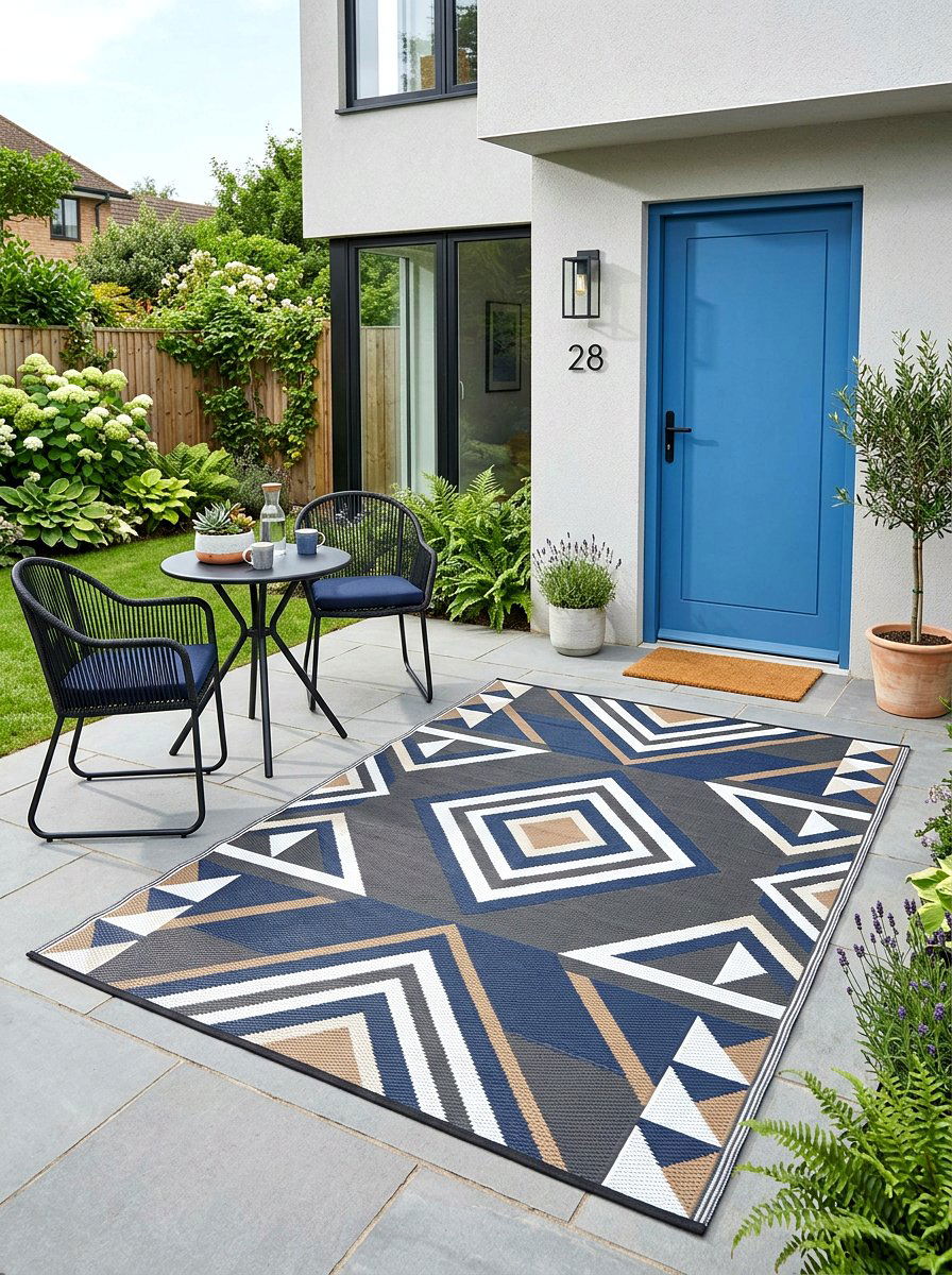 Reversible Woven Plastic Rug - 30 front porch rug ideas