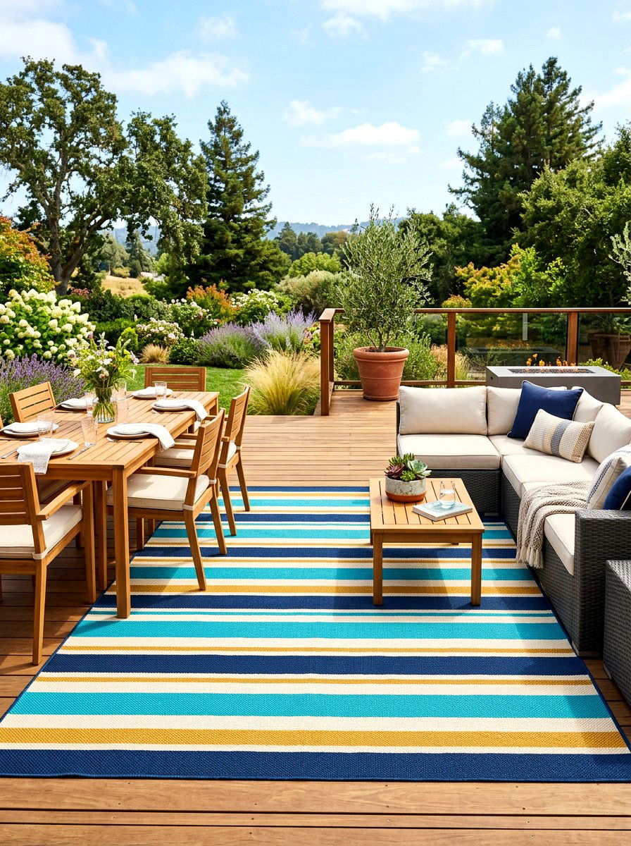 Reversible striped outdoor rug - 30 striped outdoor rug ideas