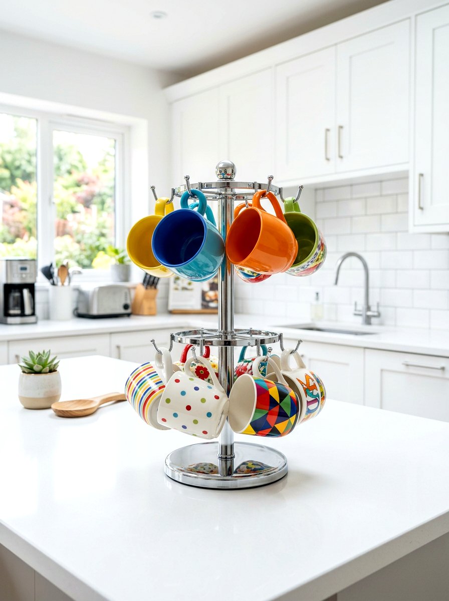 Revolving Coffee Mug Stand - 30 coffee mug organizer ideas