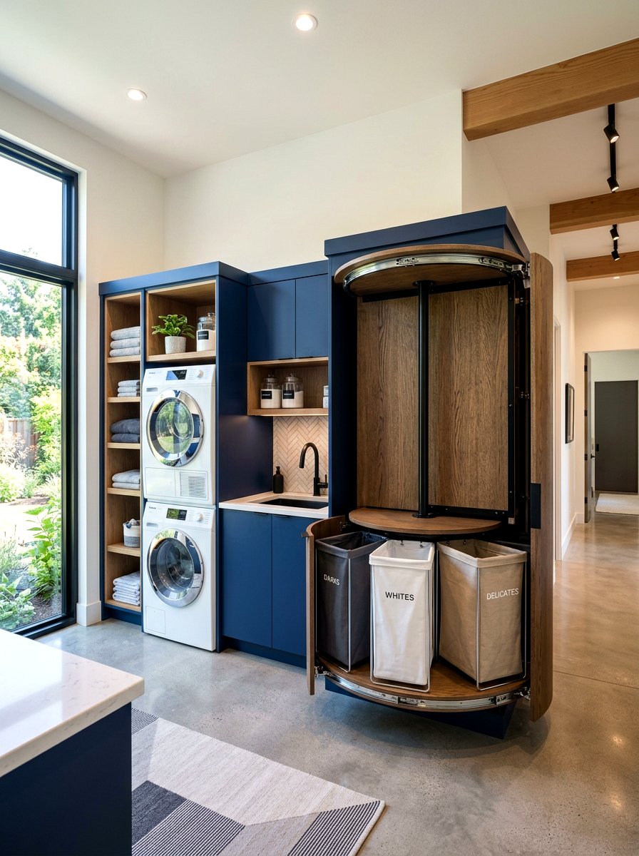 Revolving Laundry Cabinet - 30 hidden hamper ideas