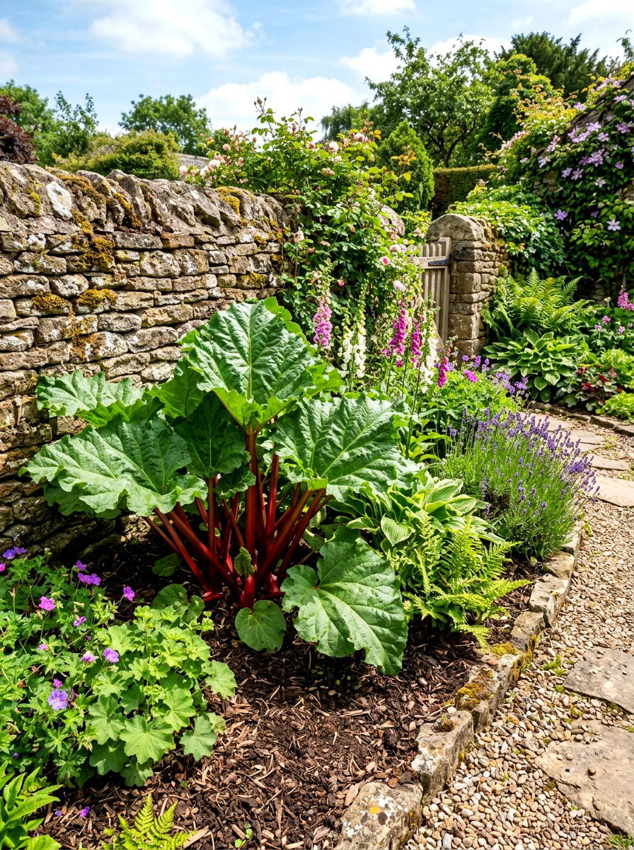 Rhubarb Corner Area - 30 edible entertaining backyard ideas