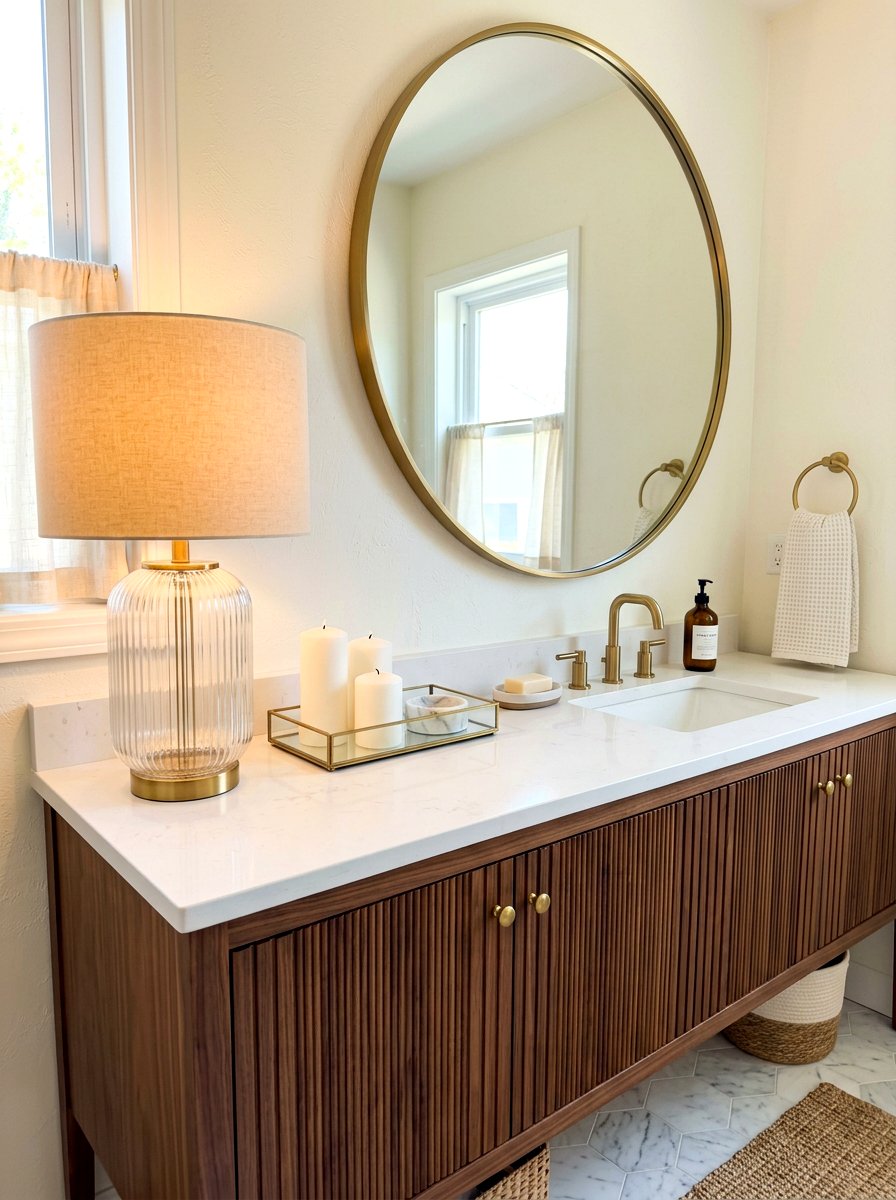 Ribbed Glass Lamp - 30 mini lamp bathroom counter ideas