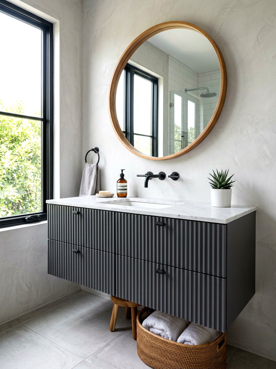 Ribbed Panel Vanity - 30 neo deco bathroom vanity ideas