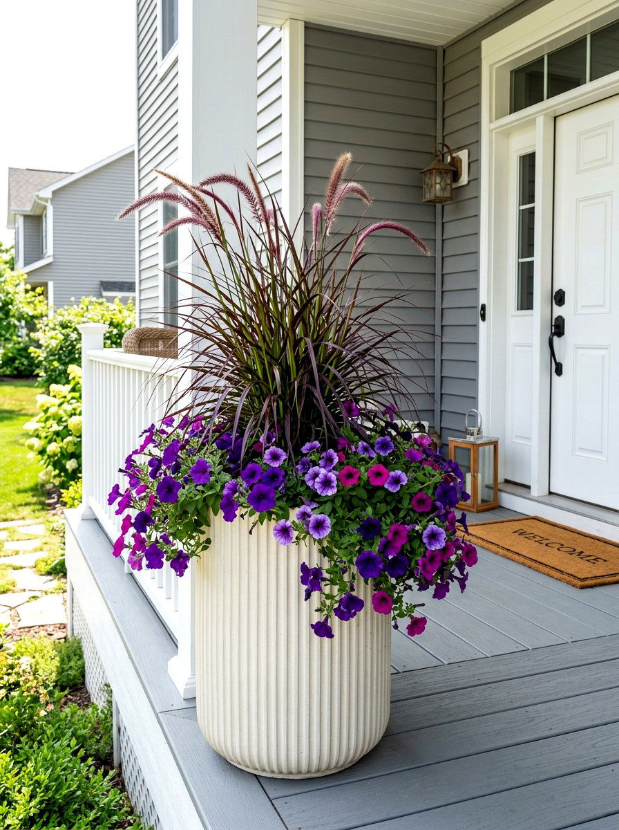 Ribbed Texture Planter - 30 tall front door planter ideas
