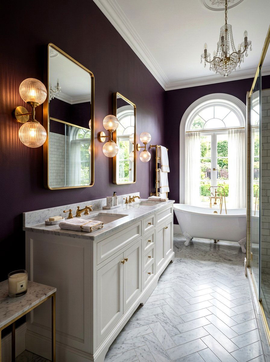 Ribbed glass globe sconce - 30 moody bathroom lamp ideas
