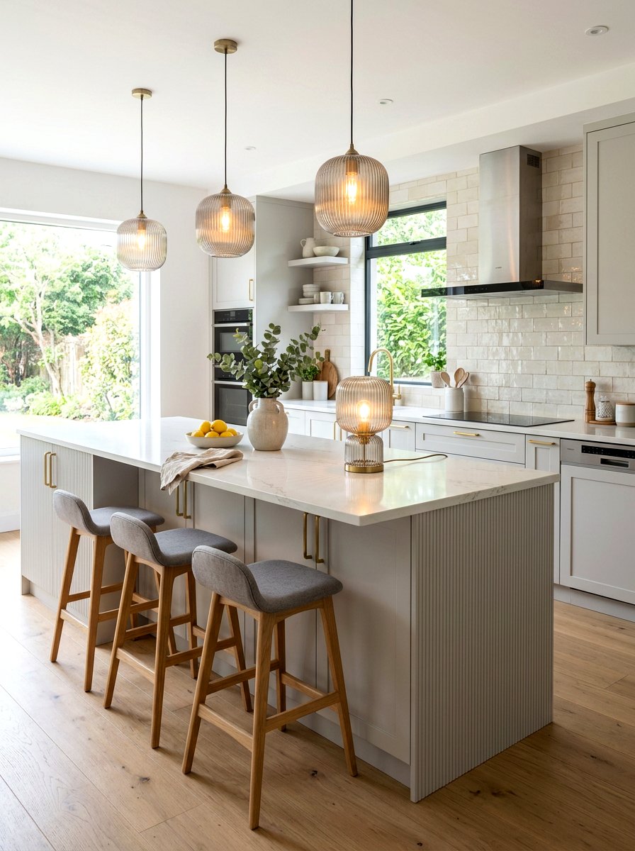Ribbed glass lamp kitchen island - 30 table lamp kitchen island ideas