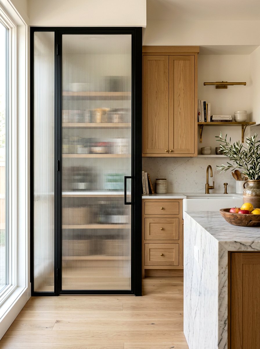 Ribbed glass pantry door - 30 neo deco kitchen ideas