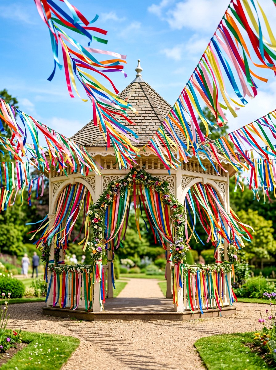 Ribbon Decor Gazebo - 30 backyard wedding gazebo ideas