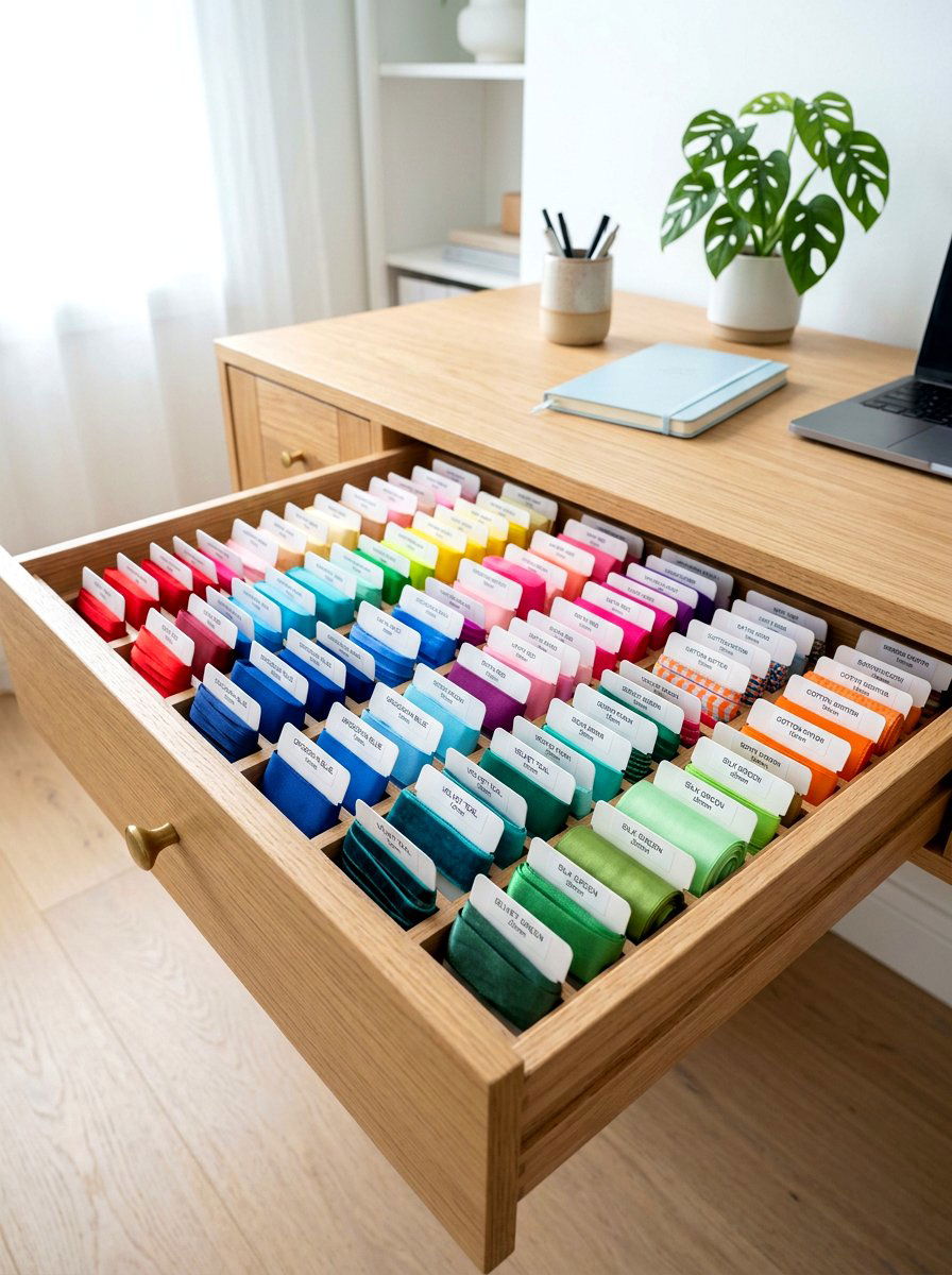 Ribbon Drawer Divider - 30 ribbon storage ideas