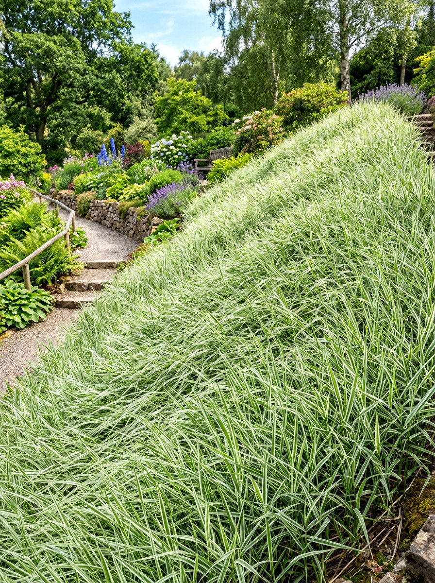 Ribbon Grass Cover - 30 ornamental grass garden ideas