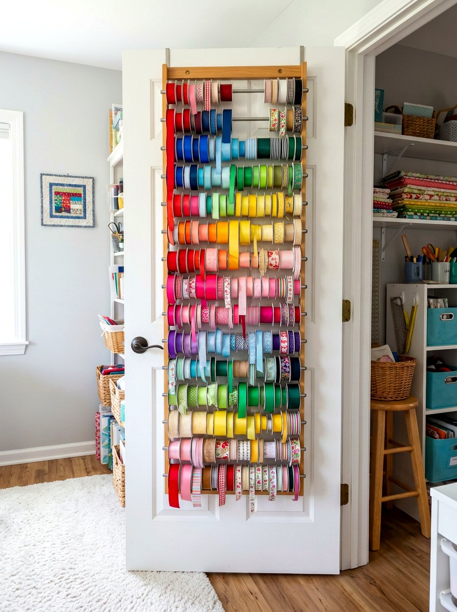 Ribbon Hanger Rack - 30 ribbon storage ideas