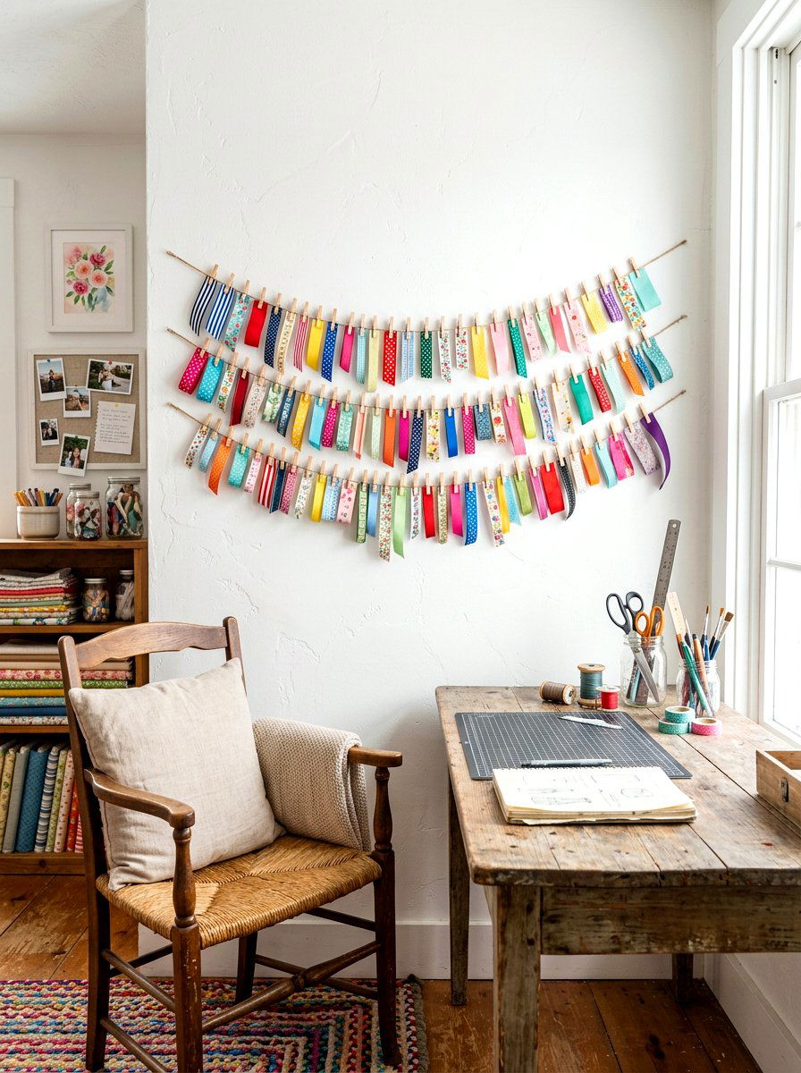 Ribbon Hanging Strip - 30 ribbon storage ideas