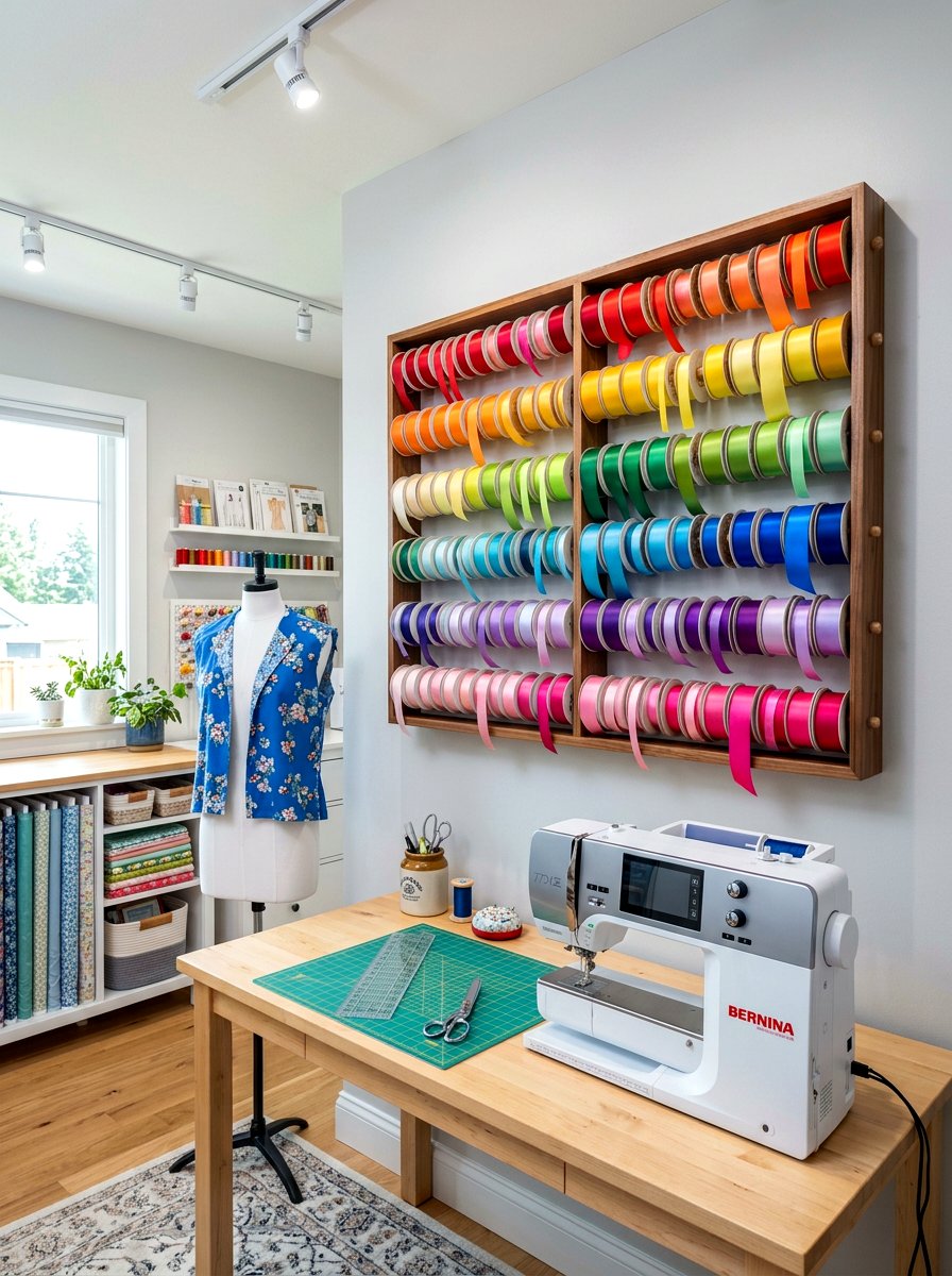 Ribbon Spool Rack - 30 craft supply storage ideas