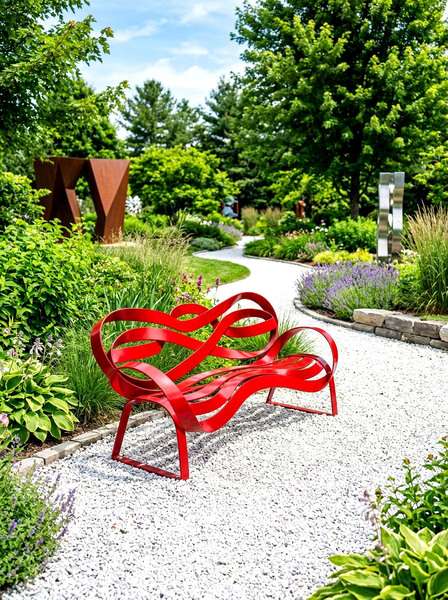 Ribbon Style Metal Bench - 30 sculptural outdoor furniture ideas