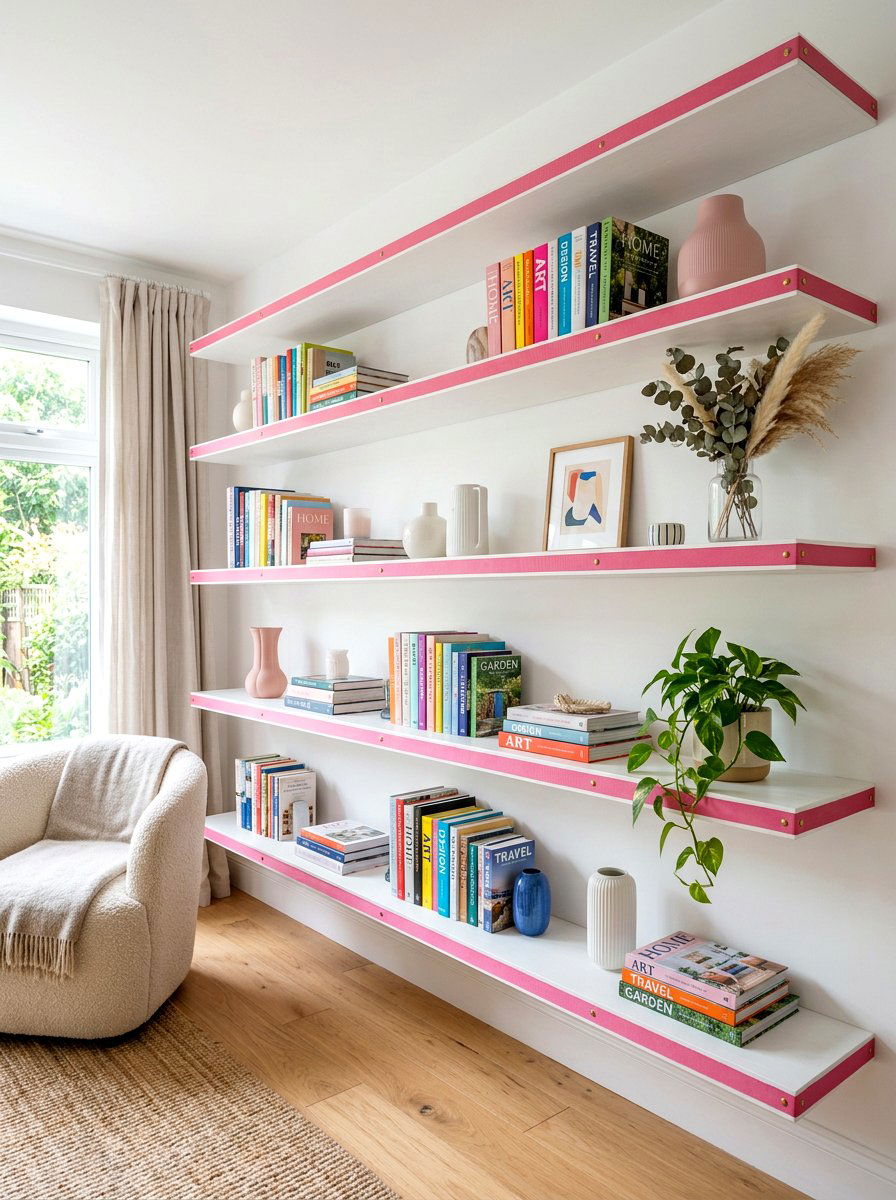 Ribbon Trim Shelving - 30 ribbon and bow bedroom ideas