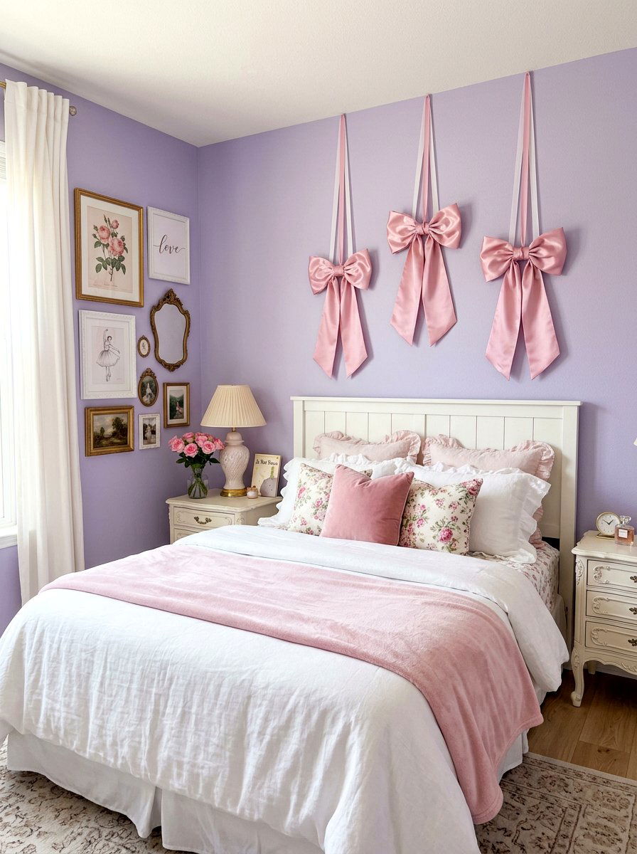 Ribbon Wall Bows - 30 frilly bedroom ideas