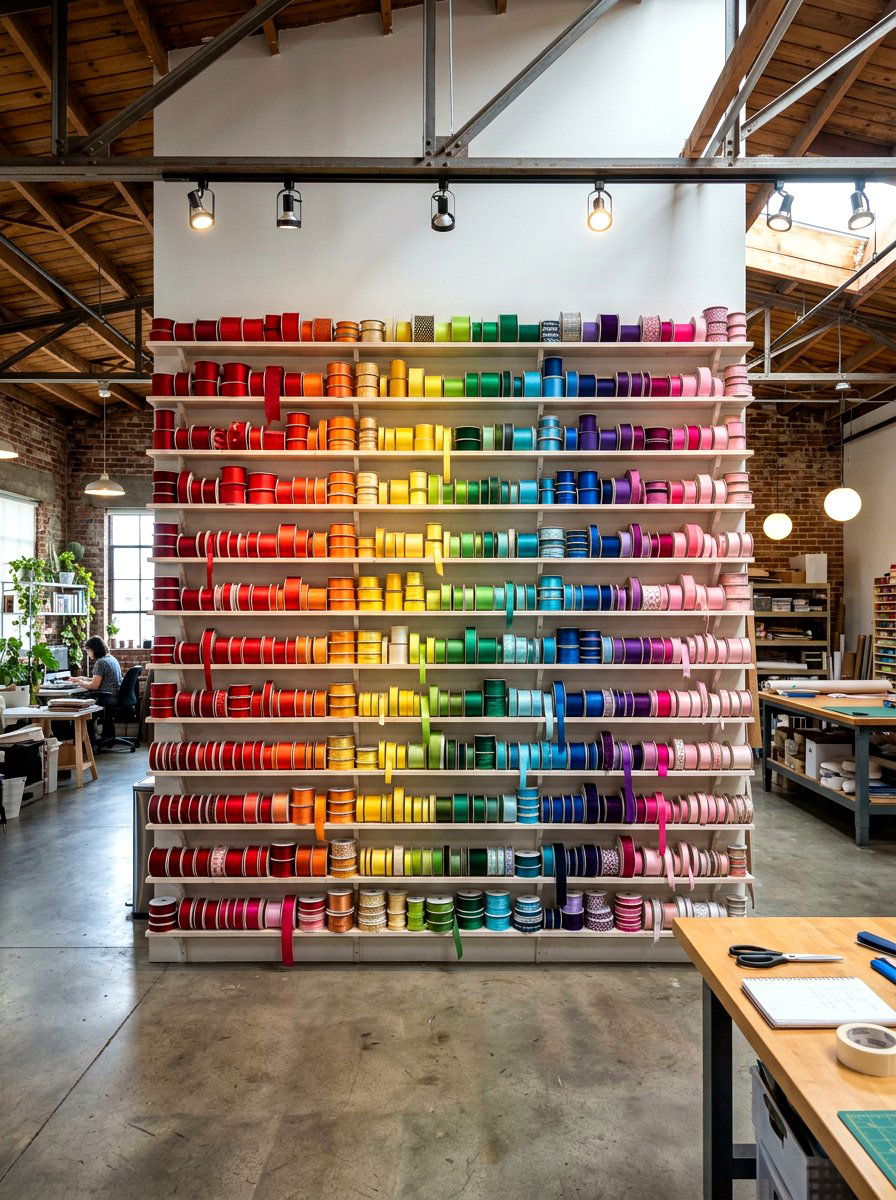 Ribbon Wall Shelf - 30 ribbon storage ideas