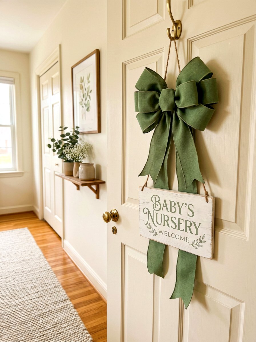Ribbon door hanger - 30 bow nursery decor ideas