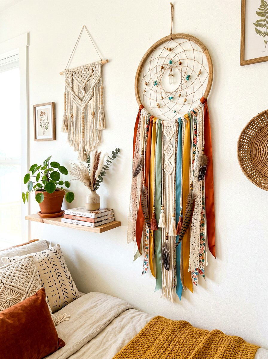 Ribbon dreamcatcher - 30 ribbon decor ideas