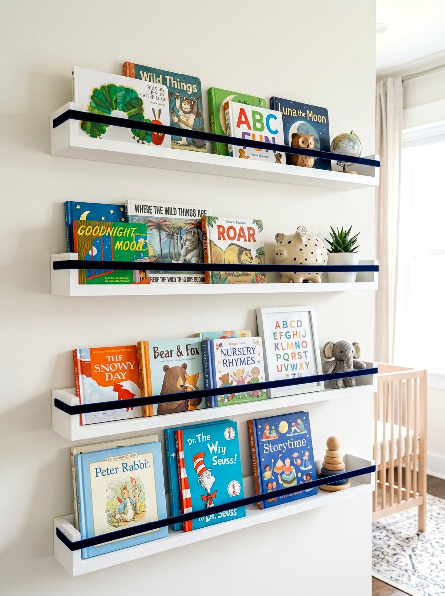 Ribbon edge shelves - 30 bow nursery decor ideas