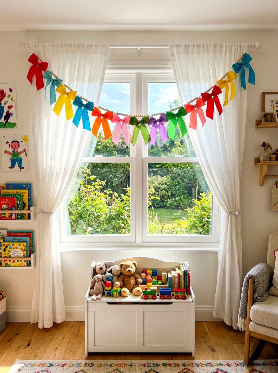 Ribbon garland - 30 bow nursery decor ideas