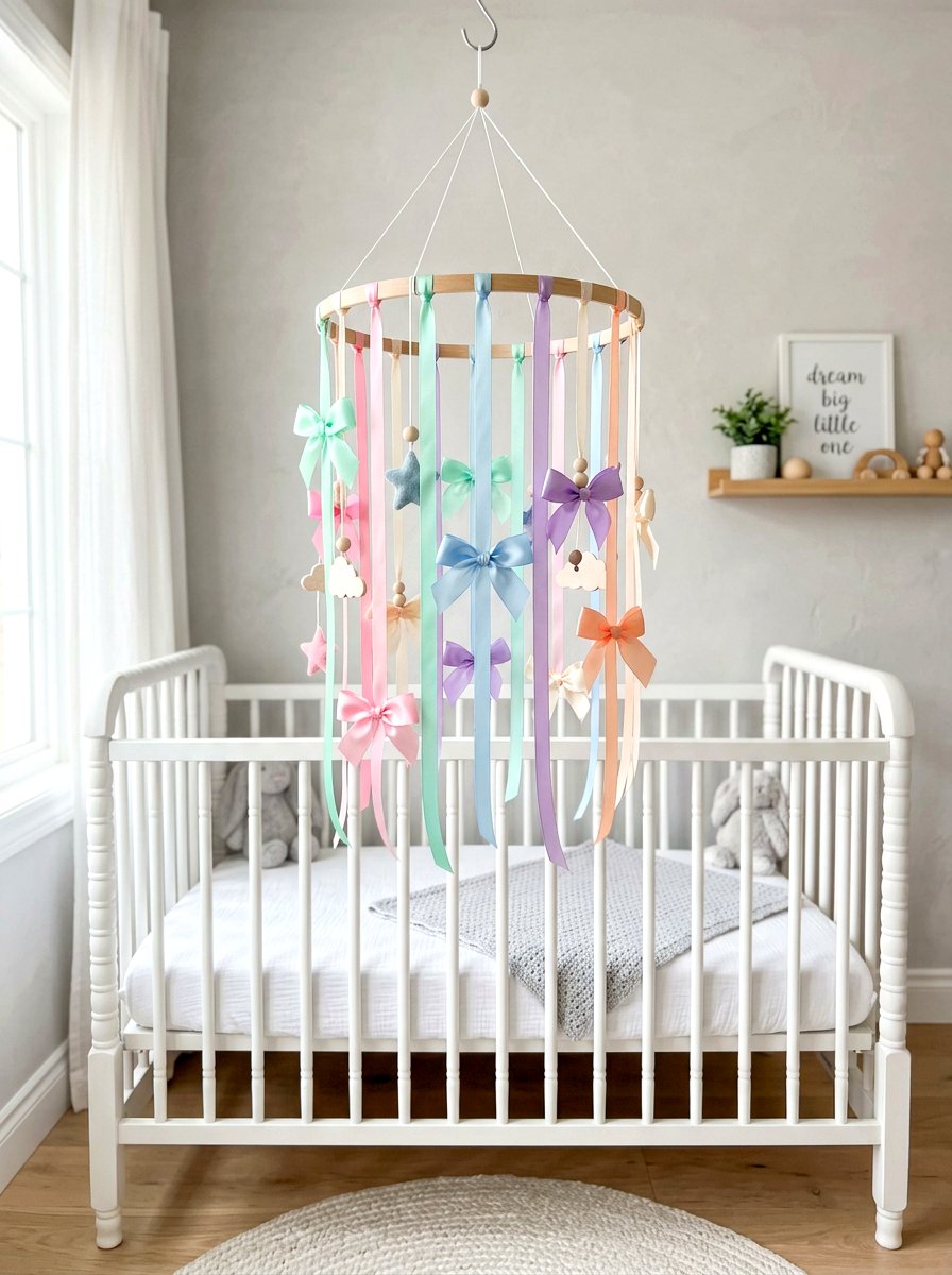 Ribbon mobile - 30 bow nursery decor ideas