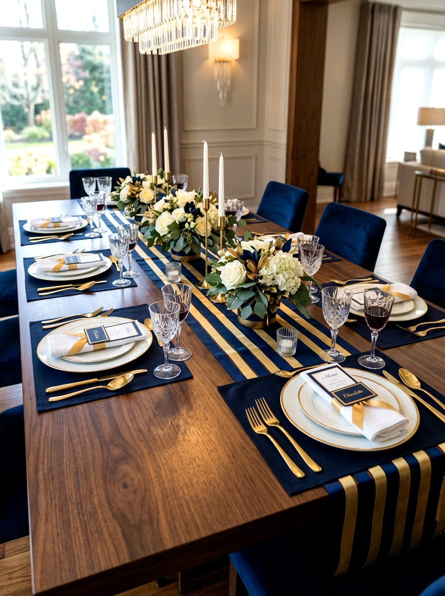 Ribbon table runner for dinner party - 30 ribbon decor ideas