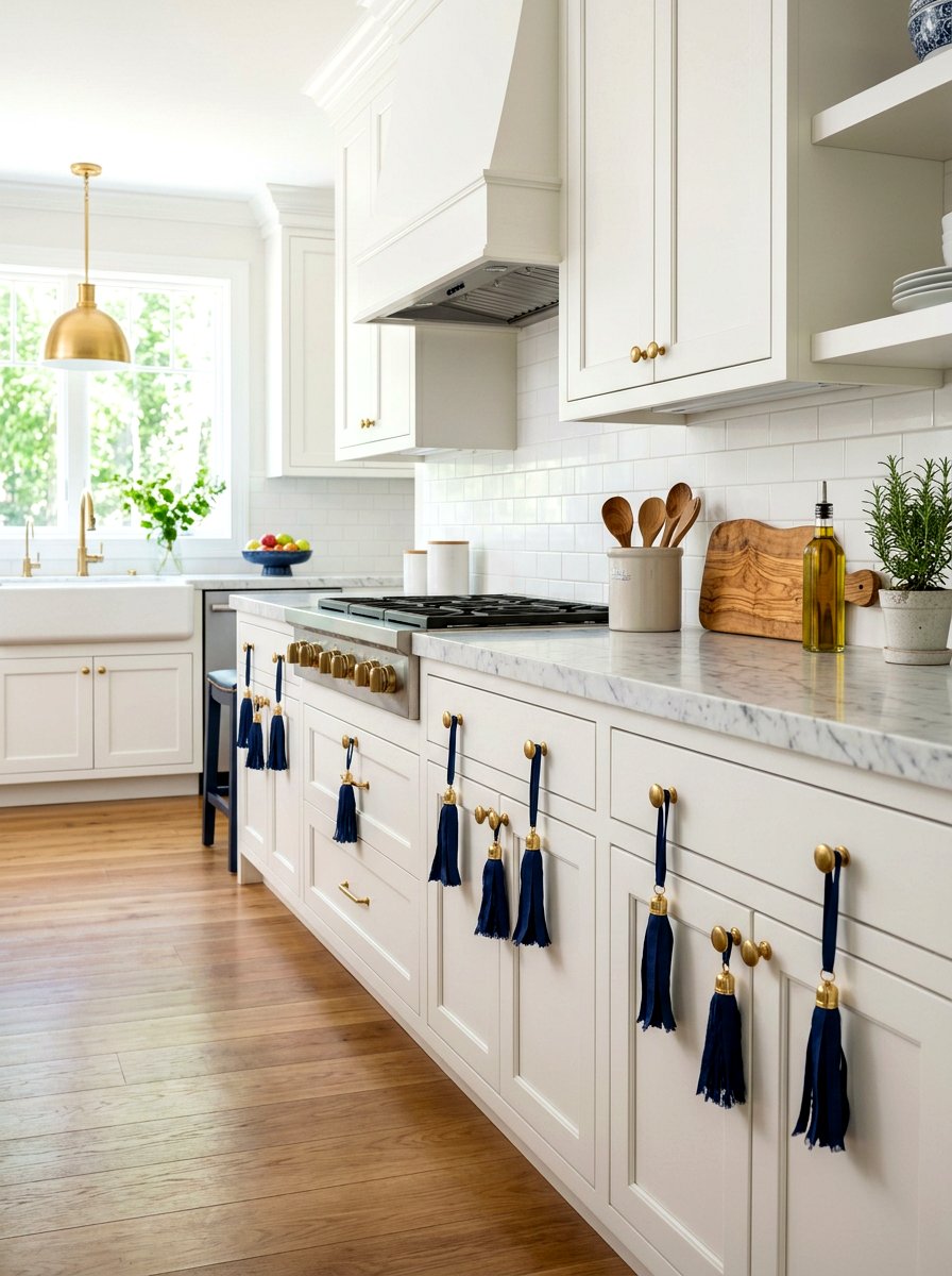 Ribbon tassels for cabinet knobs - 30 ribbon decor ideas