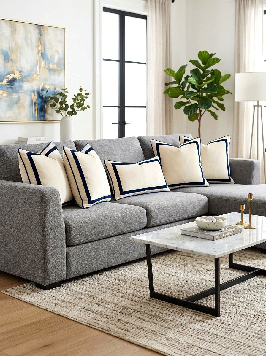 Ribbon trimmed throw pillows - 30 ribbon decor ideas