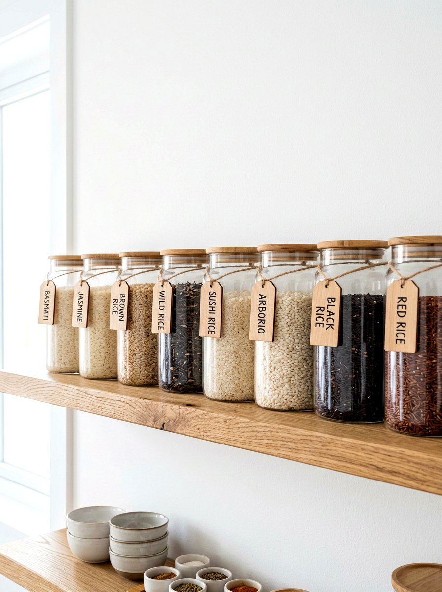 Rice Glass Jar - 30 glass jar pantry ideas