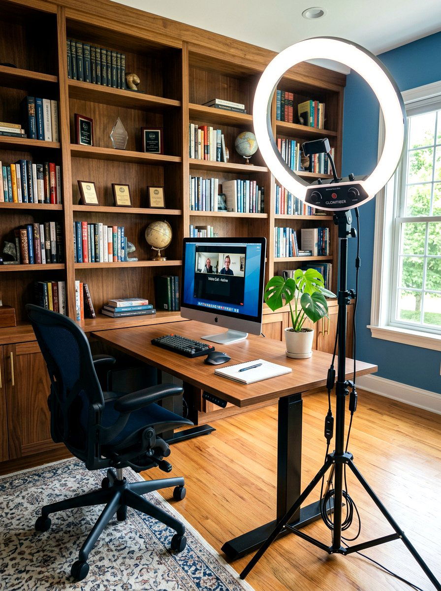 Ring Light Setup - 30 home office lighting ideas