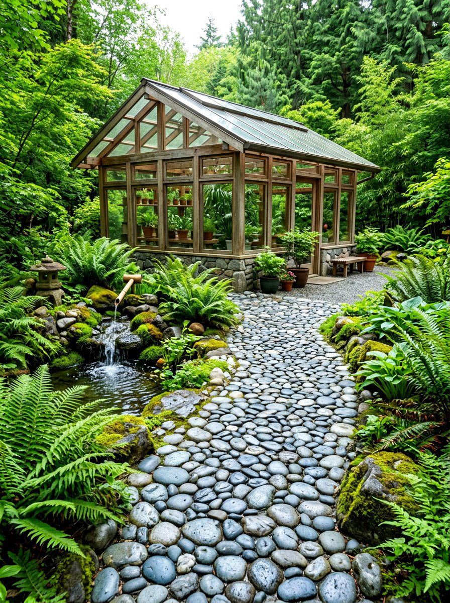 River Rock - 30 greenhouse path ideas