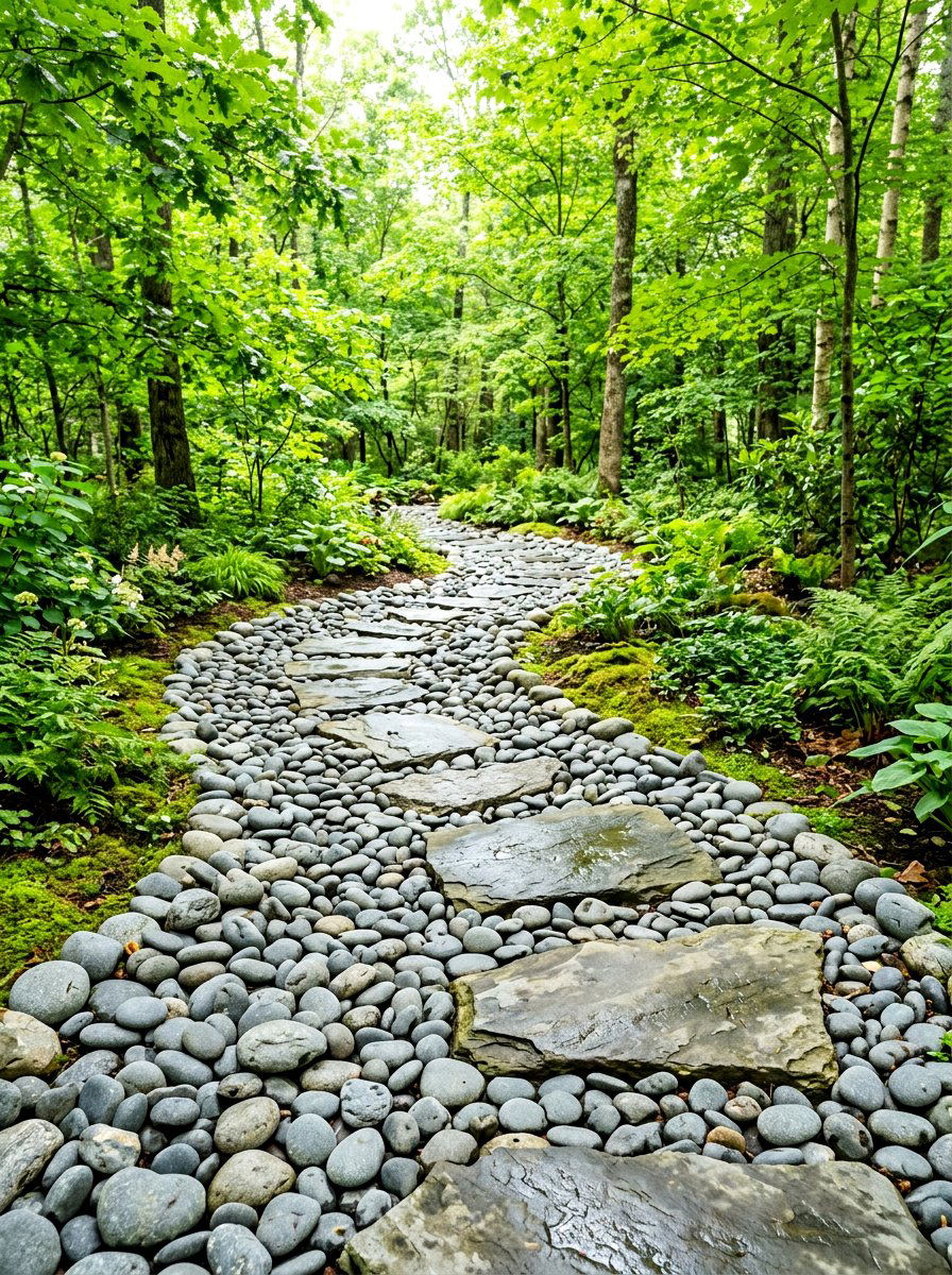 River Rock And Slate - 30 side yard walkway ideas