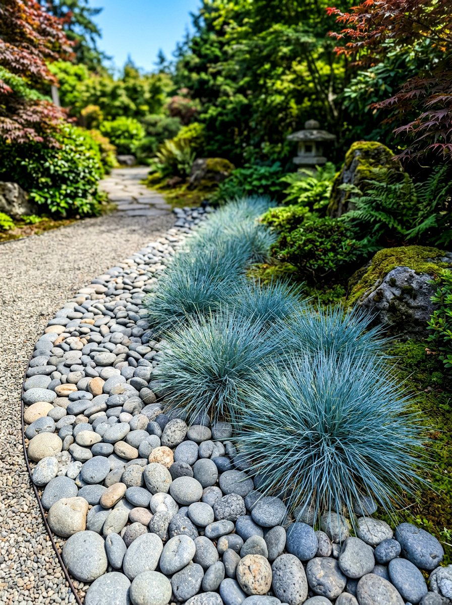 River Rock Bed Border - 30 flower bed border ideas