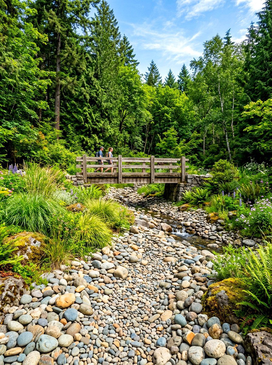River Rock Creek Bed - 30 no mow front yard ideas