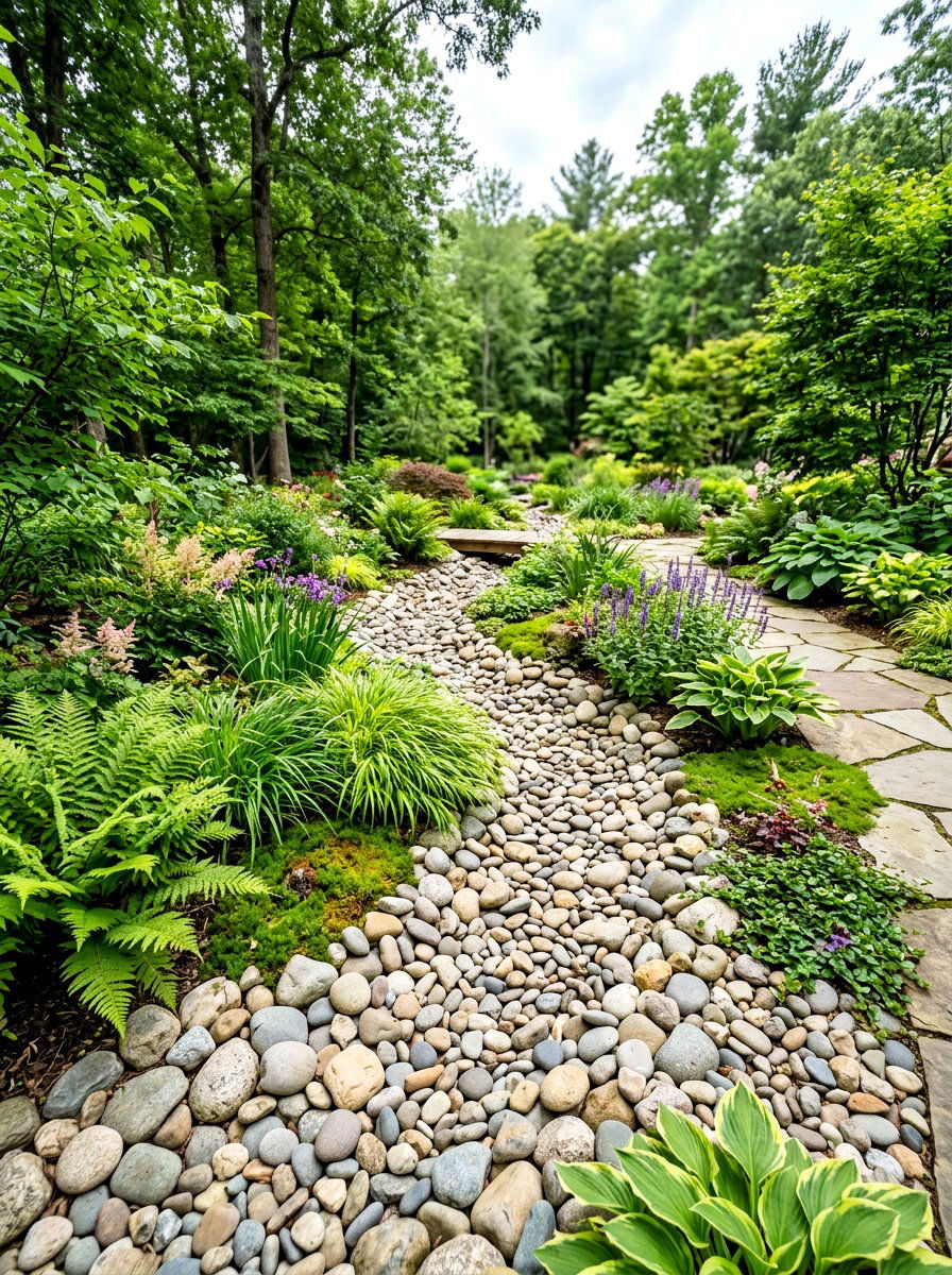 River Rock Drainage Area - 30 gravel backyard ideas