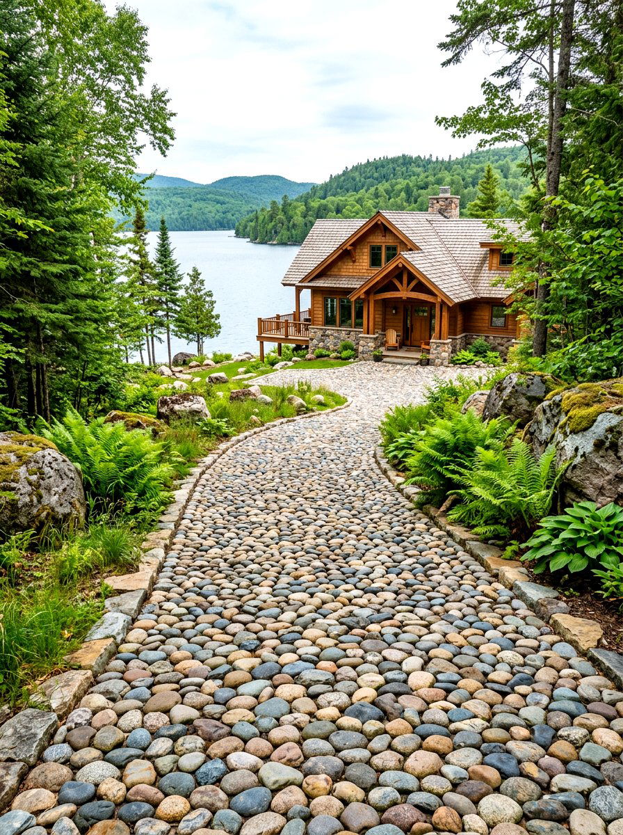 River Rock Driveway - 30 gravel driveway ideas