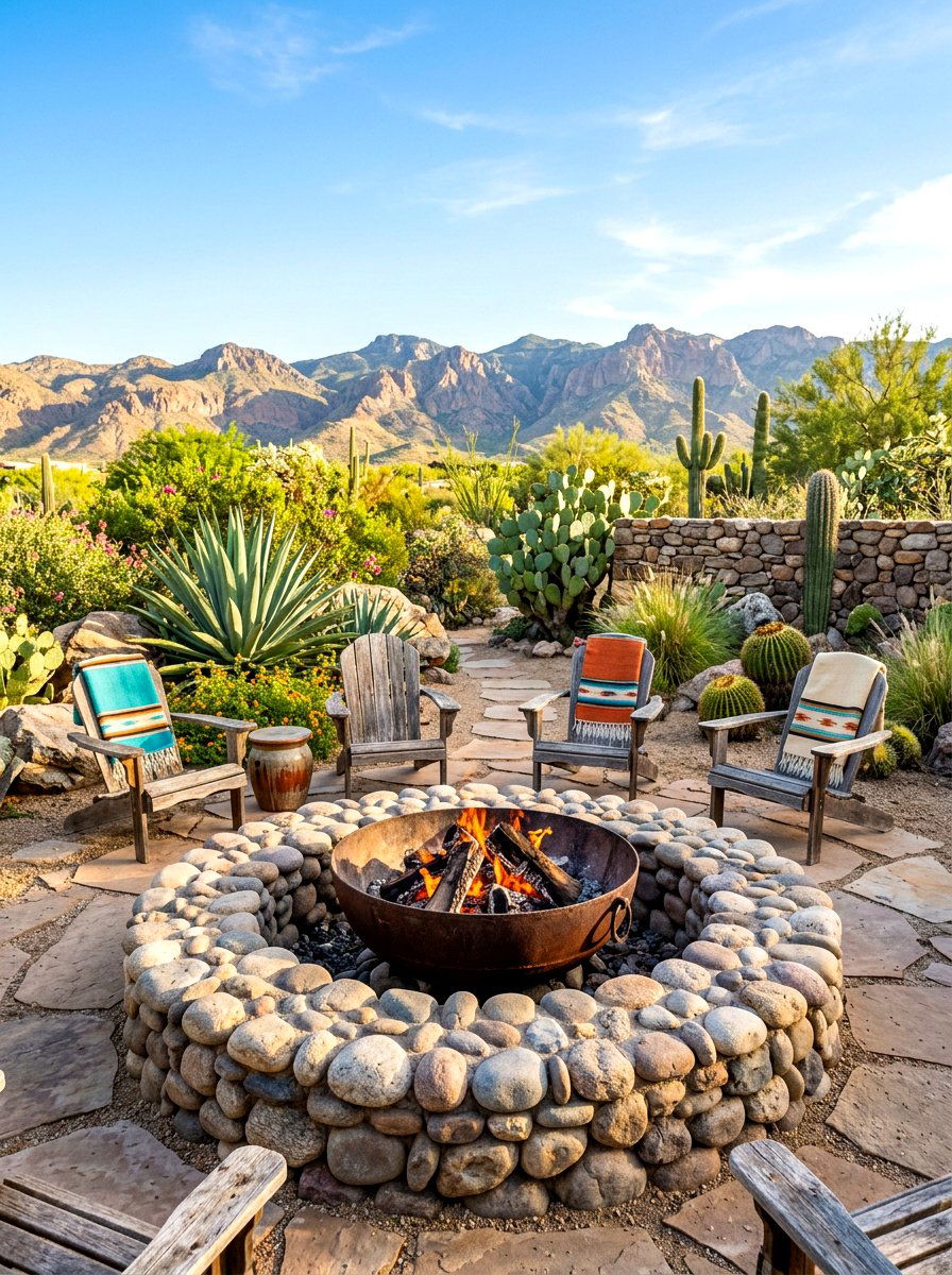 River Rock Fire Pit - 30 fire pit gravel area ideas