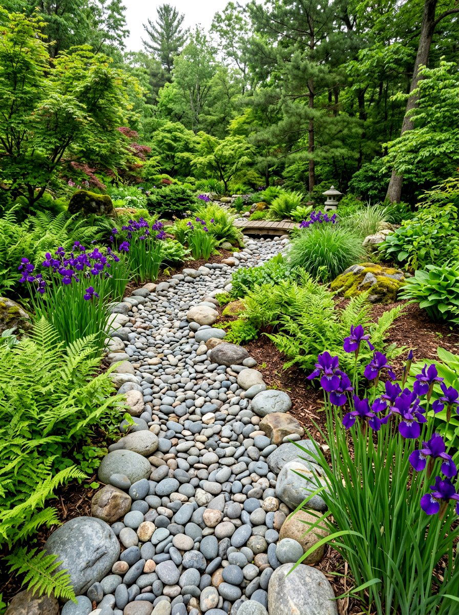 River Rock Flower Bed - 30 budget flower bed ideas