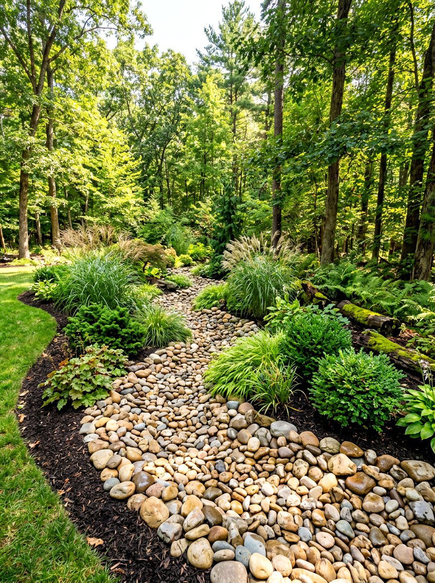 River Rock Garden Bed - 30 rock landscaping ideas