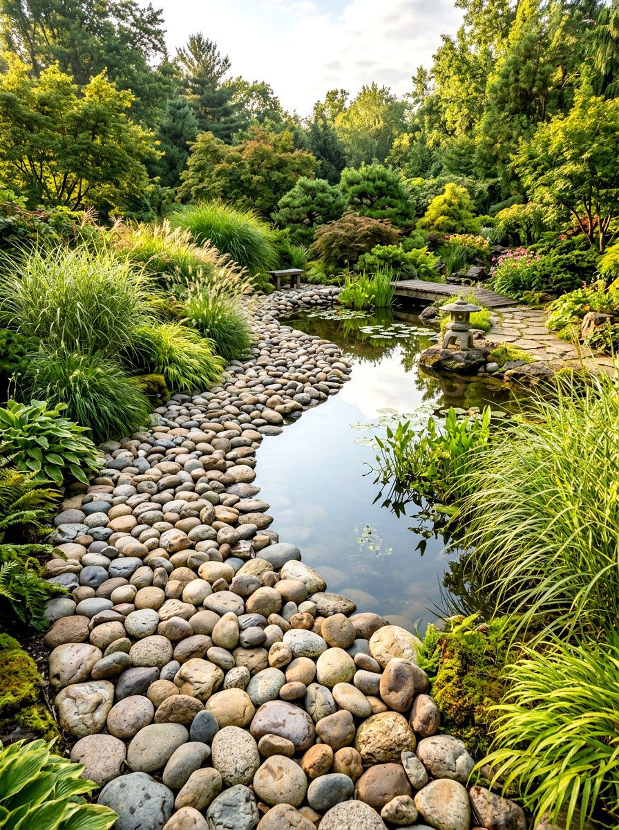 River Rock Garden Border - 30 raised bed border ideas
