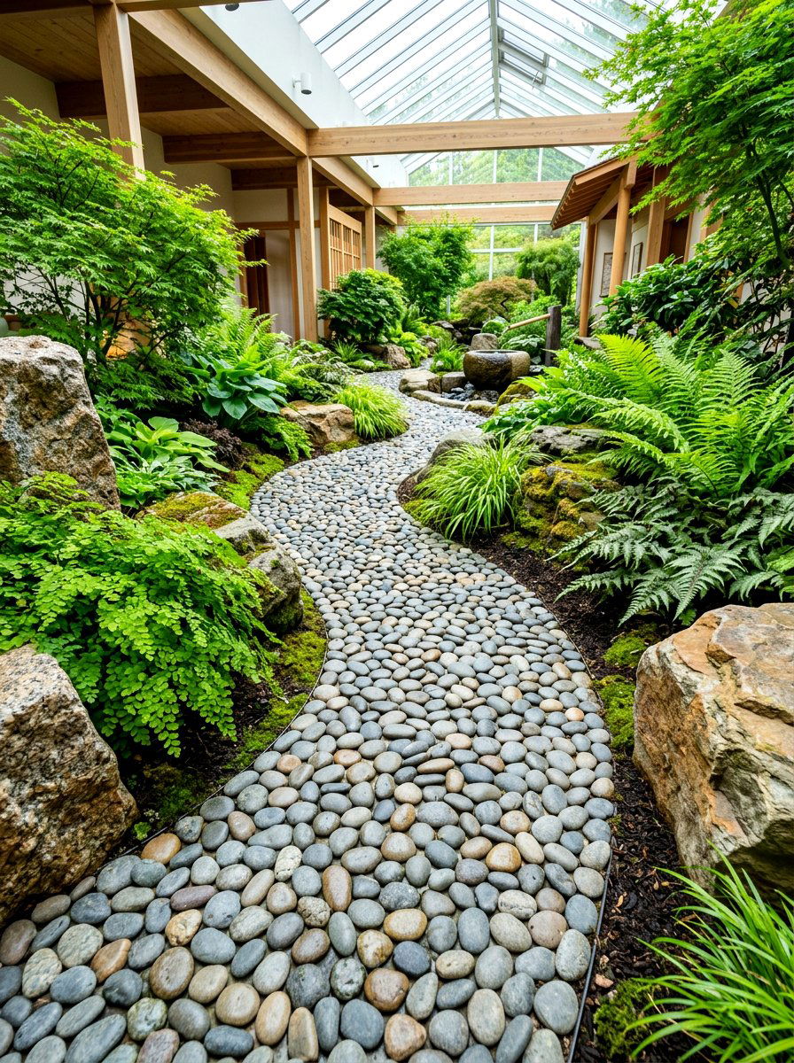River Rock Garden Path - 30 decorative stone ideas