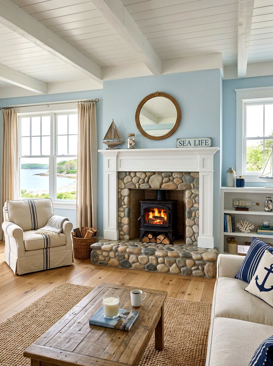 River Rock Hearth - 30 fireplace hearth ideas