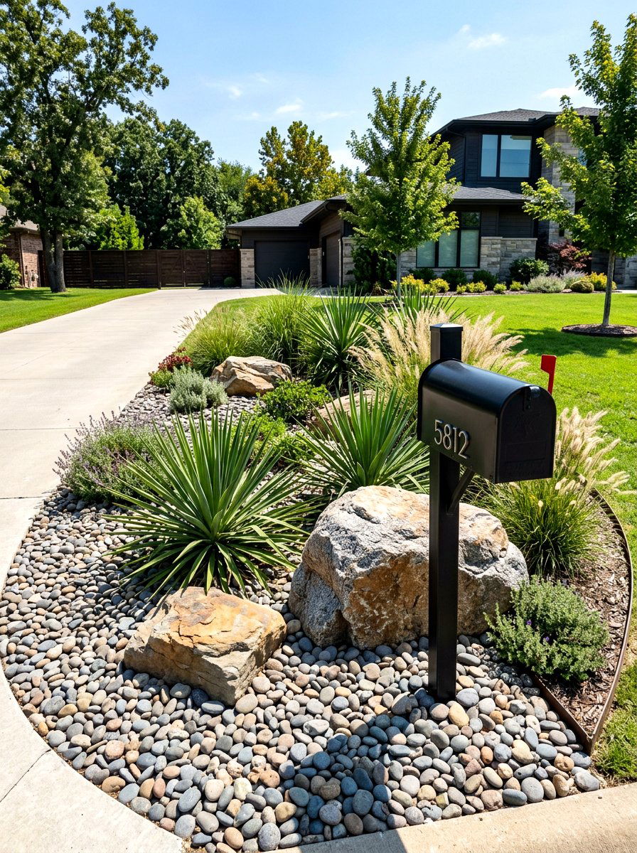 River Rock Mailbox Landscaping - 30 mailbox flower bed ideas