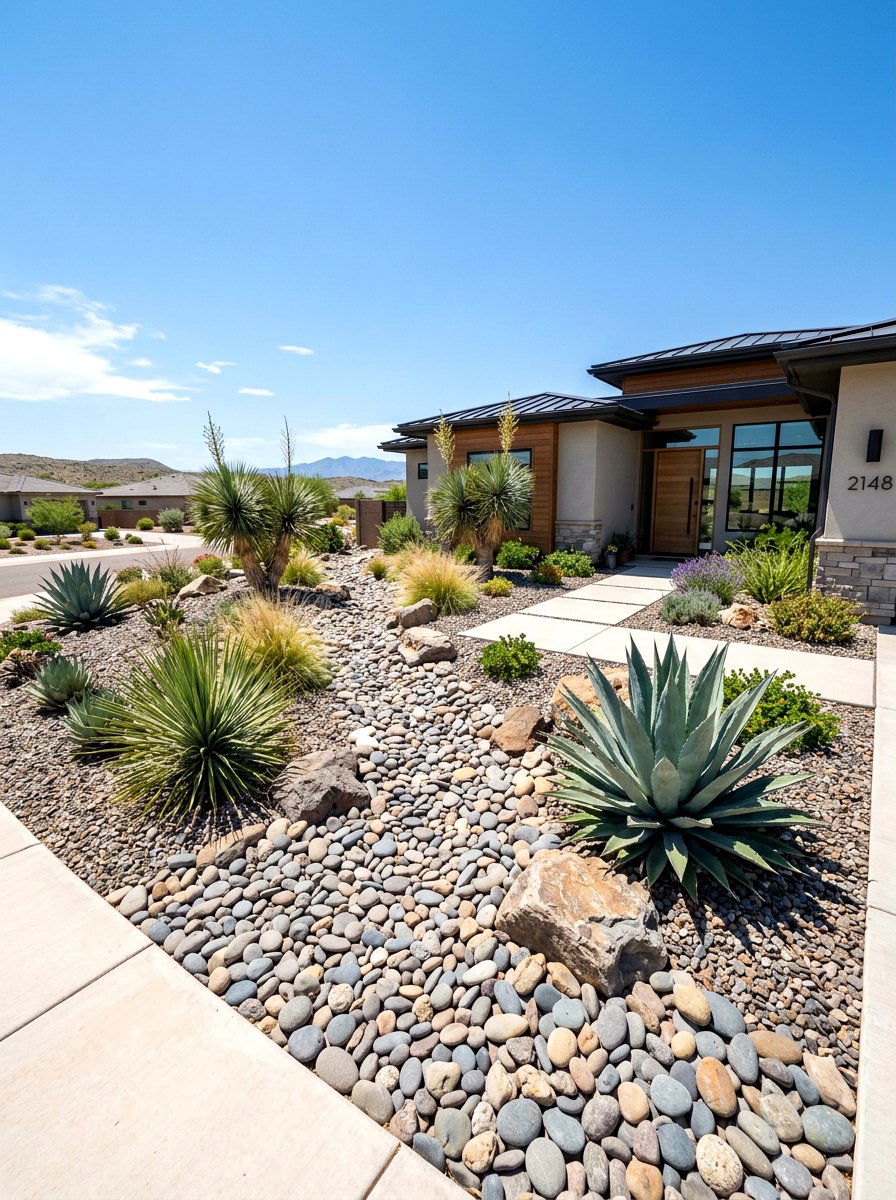 River Rock Mulch - 30 flower bed mulch ideas