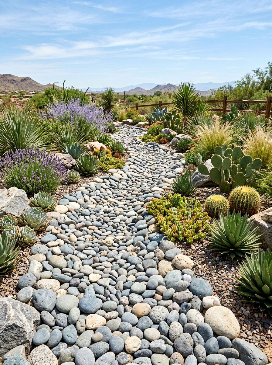 River Rock Path - 30 garden path ideas