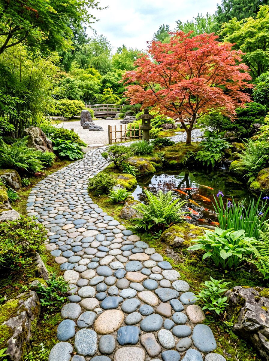 River Rock Path - 30 backyard walkway ideas